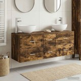 Cumpara ieftin Set dulap baie 3 buc. Stejar fumuriu 129 x 41 x 80 cm