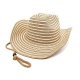 Palarie unisex din rafie cu dungi
