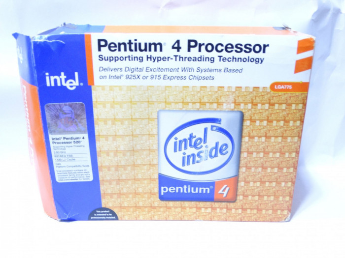 CPU Procesor Intel Pentium 4 520 Socket 775 2.8 Ghz cutia originala + cooler