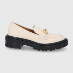 Tory Burch Mocasini de piele femei, culoarea crem, cu platformă