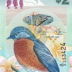 Insulele Bermude 2 Dollars 2009 P57b pasare, bancnota Hybrid, UNC