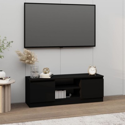 vidaXL Comodă TV cu ușă, negru, 102x30x36 cm foto