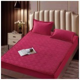 Cumpara ieftin Husa de Saltea Tip Topper cu Elastic + 2 Fete de Perna Catifea, Bordo 160X200 - JOJ01