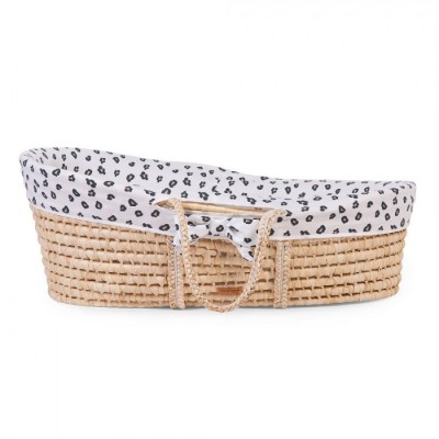 Cos bebe Childhome Moise din coji de porumb cu saltea, Husa Jerse Leopard foto
