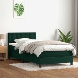 vidaXL Pat box spring cu saltea, verde &icirc;nchis, 90x210 cm, catifea 3316578