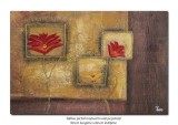 Cumpara ieftin Tablou pictat manual, Flori stilizate, 90x60cm ulei pe panza in cutit efect 3D, gata de expus pe perete