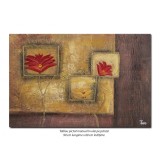 Tablou pictat manual, Flori stilizate, 90x60cm ulei pe panza in cutit efect 3D, gata de expus pe perete