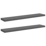Cumpara ieftin Rafturi de perete, 2 buc., gri extralucios, 120x23,5x3,8 cm MDF