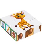 Puzzle cu Cuburi Mici pentru Copii Animale Sălbatice