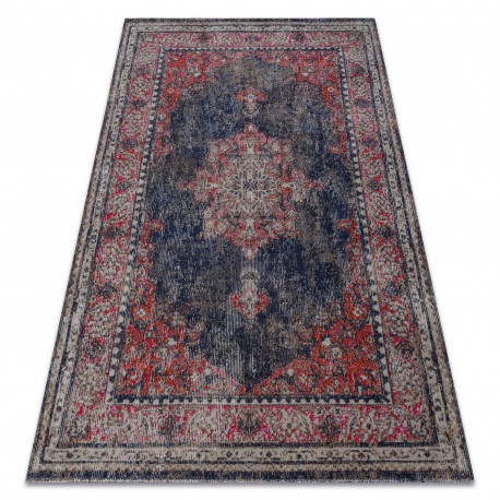 Covor modern MUNDO E0551 ornament, cadru vintage exterior roșu / negru, 180x270 cm