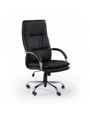 Scaun directorial HM Stanley, Ergonomic, Cadru Polipropilena, Piele ecologica, Suport lombar, Mecanism balansare, 102kg, 115x59x50 cm, Negru
