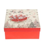 Cutie cadou Craciun cu sanie si reni decorativi