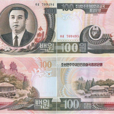 2 x 1992 , 100 won ( P-43a ) - Coreea de Nord - stare UNC