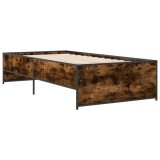 VidaXL Cadru de pat, stejar fumuriu 100x200 cm lemn prelucrat și metal 845238