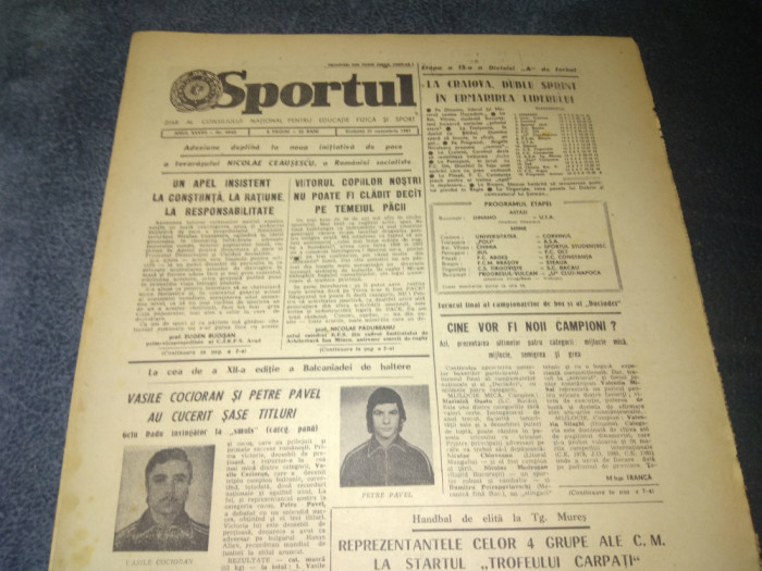 ZIARUL SPORTUL 21 NOIEMBRIE 1981