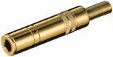 Conector (mufa) jack 6.35mm stereo mama aurit, montare prin lipire, protector cablu, Goobay