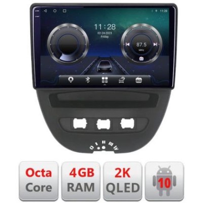 Navigatie Citroen C1 Peugeot 107 Toyota Aygo 2005-2014 Android ecran Qled 2K Octa core 4+32 KIT-C1+EDT-E410-2K v1 CarStore Technology foto