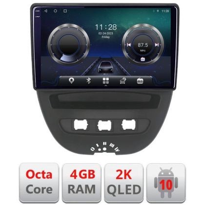 Navigatie Citroen C1 Peugeot 107 Toyota Aygo 2005-2014 Android ecran Qled 2K Octa core 4+32 KIT-C1+EDT-E410-2K v1 CarStore Technology