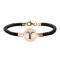 Bratara Premium din piele impletita si banut argint 925 placat cu aur Roz personalizat cu zodiac - Berbec