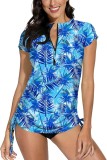 Cumpara ieftin Tricou de surf pentru femei BesserBay, cu maneca scurta, protectie UV, albastru, M - OUTLET