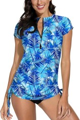 Tricou de surf pentru femei BesserBay, cu maneca scurta, protectie UV, albastru, M - OUTLET