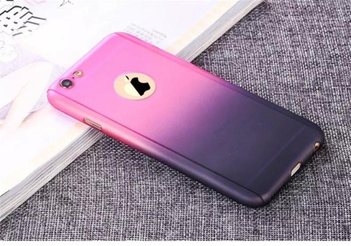 Husa protectie pentru iPhone 6 / 6S Degrade Fullbody fata-spate cu folie protectie de sticla gratis