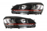 Faruri LED VW Golf 6 VI (2008-2012) Golf 7 U Design With Red Strip GTI Semnal LED Dinamic Performance AutoTuning