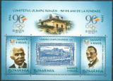 ROMANIA 2004 90 ani Comitetul Olimpic Roman Bloc cu 3 timbre LP.1634 MNH**, Nestampilat