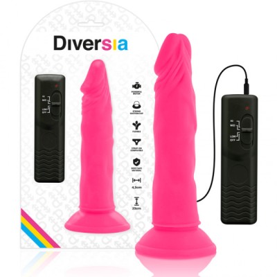 DIVERSIA - FLEXIBLE VIBRATING DILDO PINK 23 CM -O- 4.3 CM foto