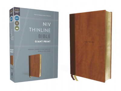 Niv, Thinline Bible, Giant Print, Leathersoft, Brown, Red Letter, Comfort Print foto