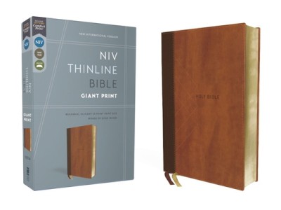 Niv, Thinline Bible, Giant Print, Leathersoft, Brown, Red Letter, Comfort Print foto