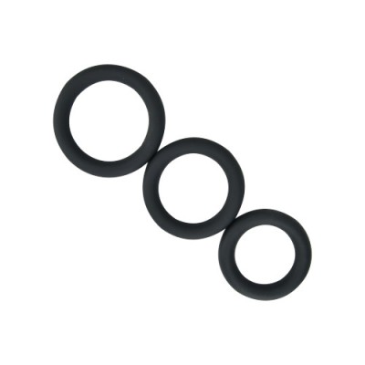 Loving Joy Thick Silicone Cock Rings 3 Pack Grey foto