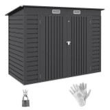 Casuta/magazie/sopron de gradina pentru depozitare unelte, otel, cu manusi, lacat si chei, gri inchis, 249x121x183 cm GartenVIP DiyLine