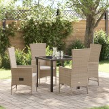 vidaXL Set de Scaune de Exterior cu pernă 5 pcs Bej 80 x 80 x 73 cm