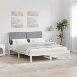 vidaXL Cadru de pat cu headboard Alb 160 x 200 cm Lemn de pin masiv 3394412