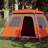 VidaXL Cort camping cupolă 4 persoane, gri/portocaliu, setare rapidă