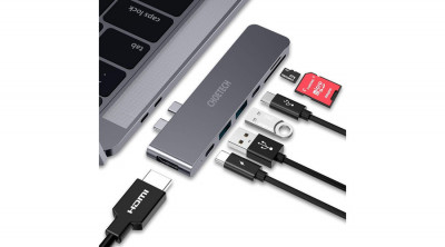 Choetech HUB-M14 7in1 USB C la HUB Convertor adaptor 4K HDMI USB 3.0 100W USB C PD Micro SD/SD Card Reader foto