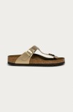 Birkenstock slapi Gizeh femei, culoarea auriu, cu toc plat, 1016108