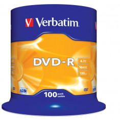 Cutie 100 unitati Verbatim DVD-R 16X 4.7 GB - RESIGILAT