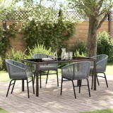 vidaXL Set de masă pentru grădină 5 pcs Gri Rattan poli