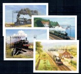 Liberia 1996 - Locomotive, cai ferate, trenuri, lot 4 colite neuzate