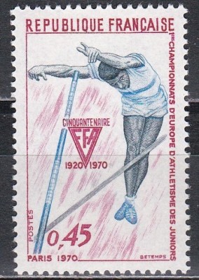 Franta 1970 - Primele campionate europene de atletism pentru juniori, MNH foto