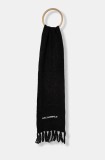 Karl Lagerfeld fular femei, culoarea negru, neted, 246W3305