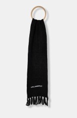 Karl Lagerfeld fular femei, culoarea negru, neted, 246W3305