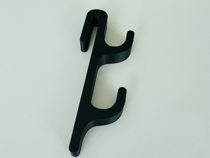 Carlig pentru Cabine de Dus &ndash; Suport Umeras, Accesorii Baie, Model Dublu EXT, Printat 3D din PLA, Negru, 2 Agatatori Exterioare