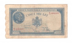 Bancnota 5000 lei 20 martie 1945, circulata, stare buna foto