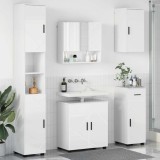 vidaXL Set de mobilier pentru baie cu sertar 5 pcs Alb foarte lucios