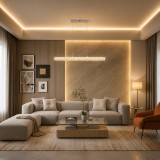 Lustra LED cu telecomanda KANGNING, 3000K/4000K/6000K, 120W, Metal si Acrilic, Alb