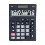 Calculator de Birou Deli Smart, 12 Digits, 205x132x35 mm, Alimentare Duala, Corp din Plastic Negru, Calculatoare Birou, Calculator 12 Digits, Calculat