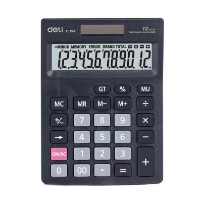 Calculator de Birou Deli Smart, 12 Digits, 205x132x35 mm, Alimentare Duala, Corp din Plastic Negru, Calculatoare Birou, Calculator 12 Digits, Calculat foto